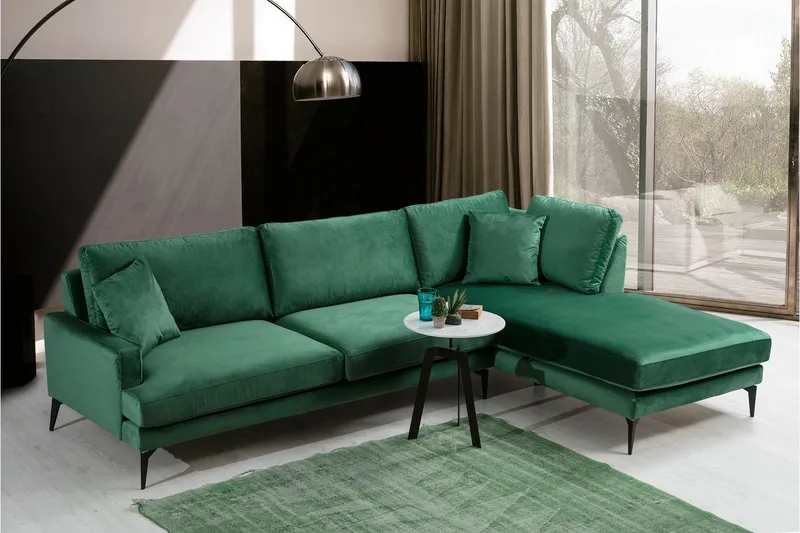 Andary Divansofa - Grønn/Svart - Møbler - Sofaer - Sofaer med sjeselong - 4 seters sofa med divan