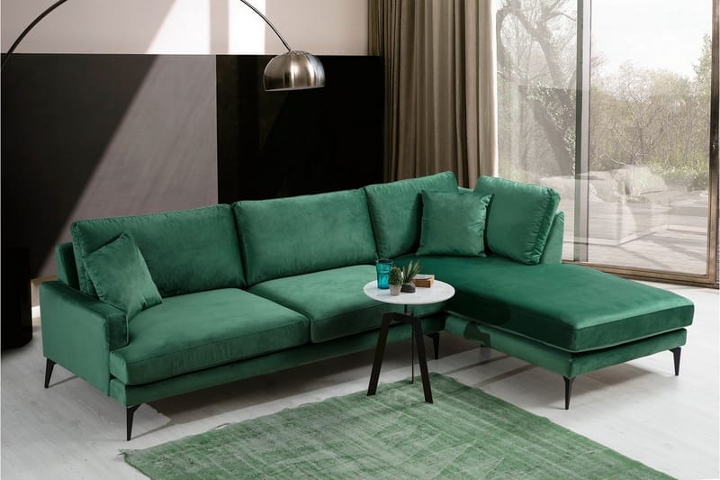 Andary Divansofa - Grønn/Svart - Møbler - Sofaer - Sofaer med sjeselong - 4 seters sofa med divan