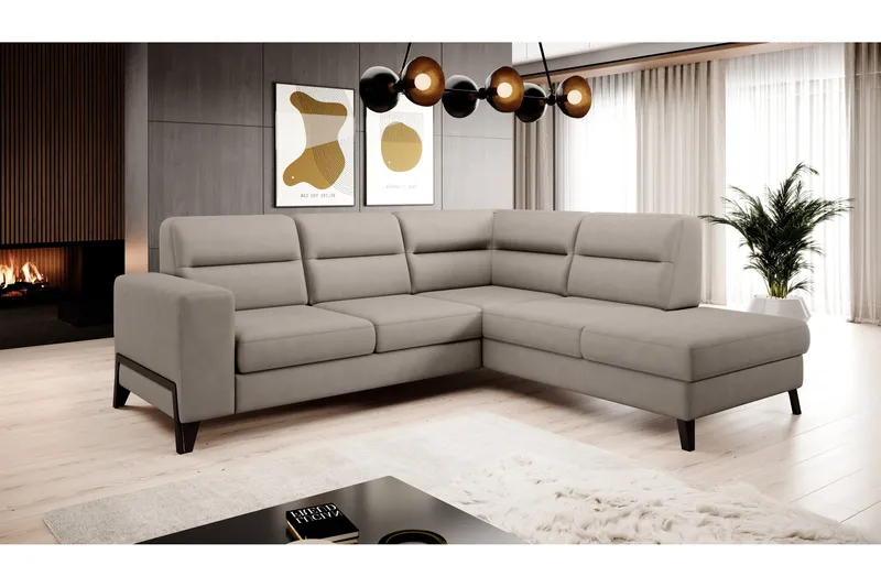Anglika Sofa m. Sjeselong 4-seters - Beige - Møbler - Sofaer - Sofaer med sjeselong - 4 seters sofa med divan