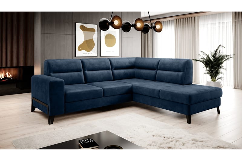 Anglika Sofa m. Sjeselong 4-seters - Blå - Møbler - Sofaer - Sofaer med sjeselong - 4 seters sofa med divan