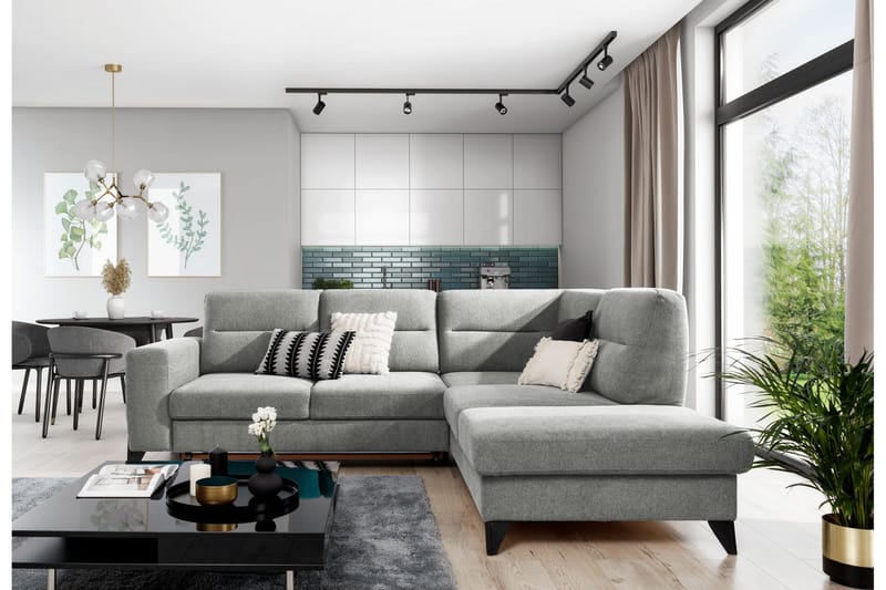 Anglika Sofa m. Sjeselong 4-seters - Grå - Møbler - Sofaer - Sofaer med sjeselong - 4 seters sofa med divan