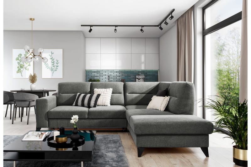Anglika Sofa m. Sjeselong 4-seters - Grå - Møbler - Sofaer - Sofaer med sjeselong - 4 seters sofa med divan