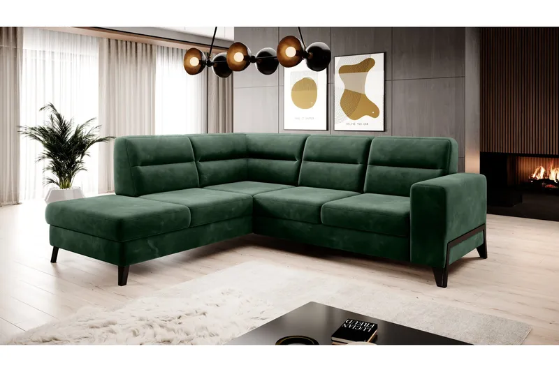 Anglika Sofa m. Sjeselong 4-seters - Grønn - Møbler - Sofaer - Sofaer med sjeselong - 4 seters sofa med divan