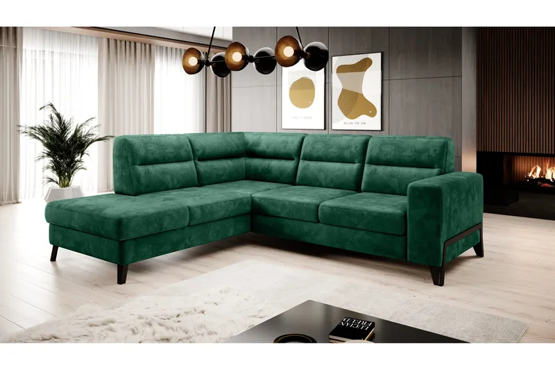 Anglika Sofa m. Sjeselong 4-seters - Grønn - Møbler - Sofaer - Sofaer med sjeselong - 4 seters sofa med divan