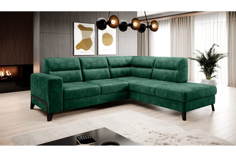 Anglika Sofa m. Sjeselong 4-seters, Grønn