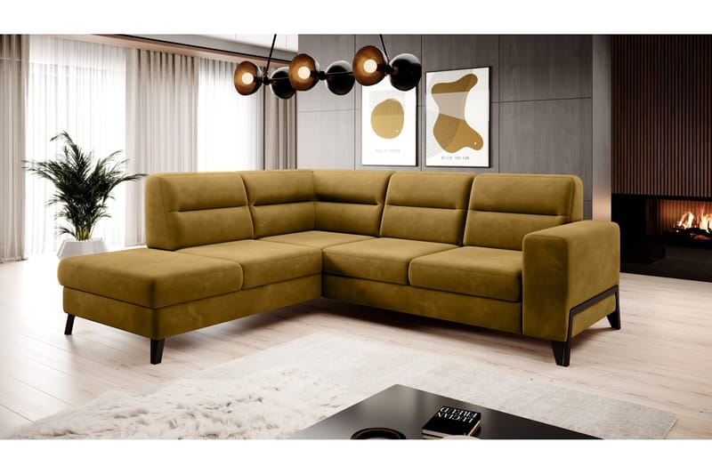 Anglika Sofa m. Sjeselong 4-seters - Gul - Møbler - Sofaer - Sofaer med sjeselong - 4 seters sofa med divan