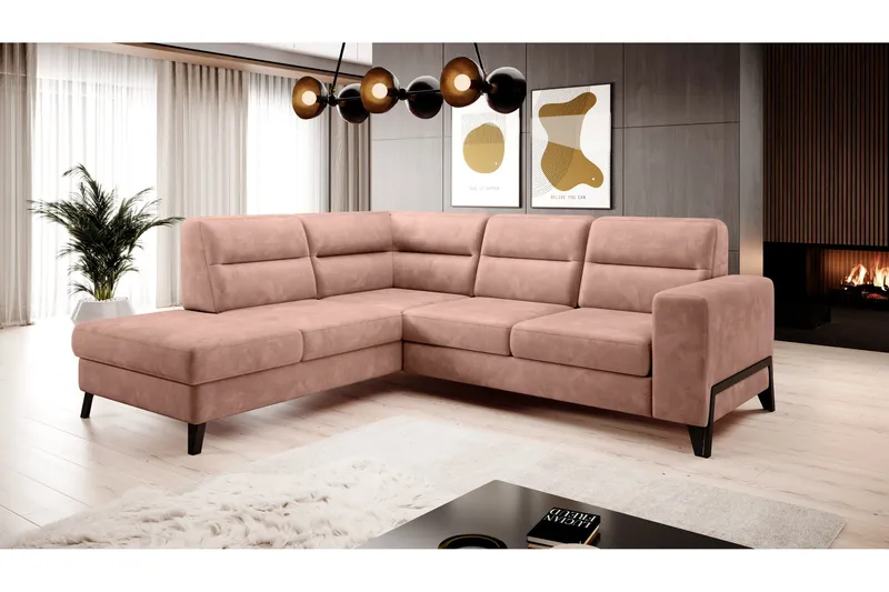 Anglika Sofa m. Sjeselong 4-seters, Rosa