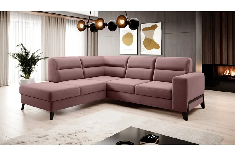Anglika Sofa m. Sjeselong 4-seters - Rosa - Møbler - Sofaer - Sofaer med sjeselong - 4 seters sofa med divan