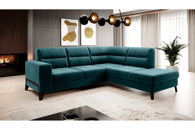 Anglika Sofa m. Sjeselong 4-seters - Turkis - Møbler - Sofaer - Sofaer med sjeselong - 4 seters sofa med divan