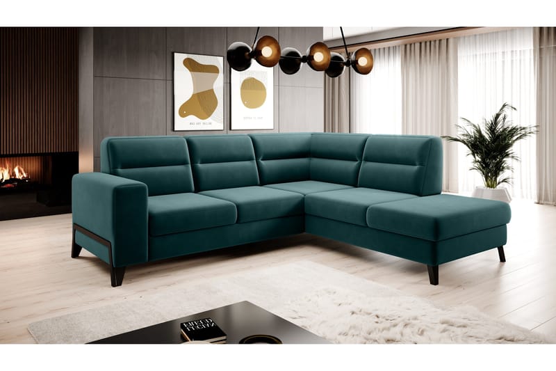 Anglika Sofa m. Sjeselong 4-seters, Turkis