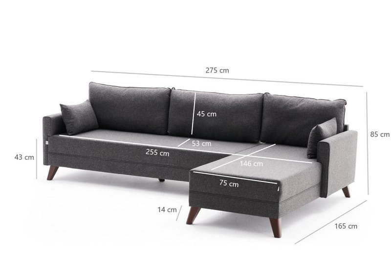 Antigua Divansofa Høyre - Antrasitt/Brun - Møbler - Sofaer - Sofaer med sjeselong - 4 seters sofa med divan