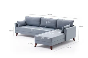 Antigua Divansofa Høyre - Blå/Brun - Møbler - Sofaer - Sofaer med sjeselong - 4 seters sofa med divan