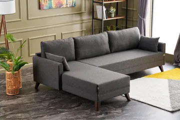 Antigua Divansofa Venstre - Antrasitt/Brun - Møbler - Sofaer - Sofaer med sjeselong - 4 seters sofa med divan