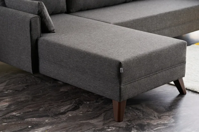 Antigua Divansofa Venstre - Antrasitt/Brun - Møbler - Sofaer - Sofaer med sjeselong - 4 seters sofa med divan