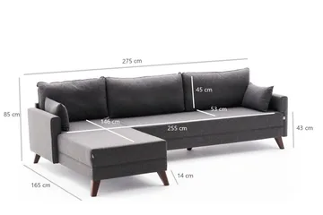 Antigua Divansofa Venstre - Antrasitt/Brun - Møbler - Sofaer - Sofaer med sjeselong - 4 seters sofa med divan