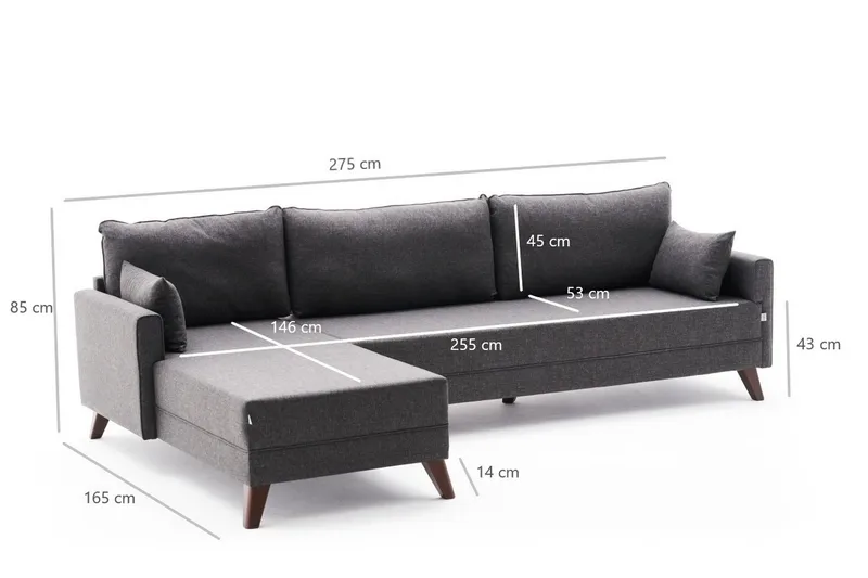 Antigua Divansofa Venstre - Antrasitt/Brun - Møbler - Sofaer - Sofaer med sjeselong - 4 seters sofa med divan
