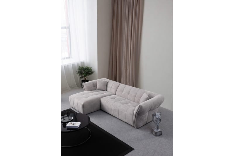 Azzo 4-seters Sofa med Divan - Lysegrå - Møbler - Sofaer - Sofaer med sjeselong - 4 seters sofa med divan