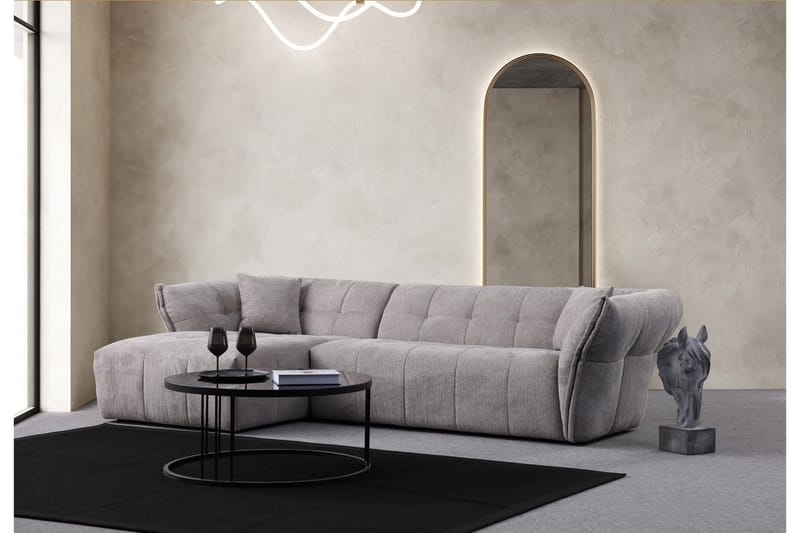 Azzo 4-seters Sofa med Divan - Lysegrå - Møbler - Sofaer - Sofaer med sjeselong - 4 seters sofa med divan