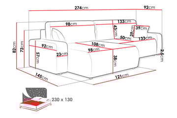 Barile Sofa med Divan 3-seter - Blå - Møbler - Sofaer - Sofaer med sjeselong - 3 seters sofa med divan