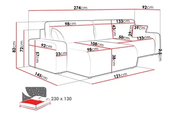 Barile Sofa med Divan 3-seter - Rosa - Møbler - Sofaer - Sofaer med sjeselong - 3 seters sofa med divan