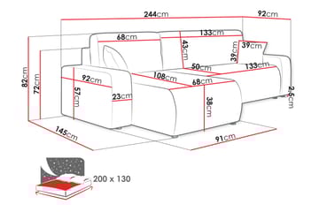 Barile Sofa med Divan 3-seter - Rosa - Møbler - Sofaer - Sofaer med sjeselong - 3 seters sofa med divan