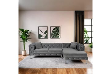 Beachport 3-seters Sofa med Høyre Sjeselong - Antrasitt - Møbler - Sofaer - Fløyelssofaer