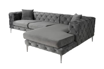 Beachport 3-seters Sofa med Høyre Sjeselong - Antrasitt - Møbler - Sofaer - Fløyelssofaer