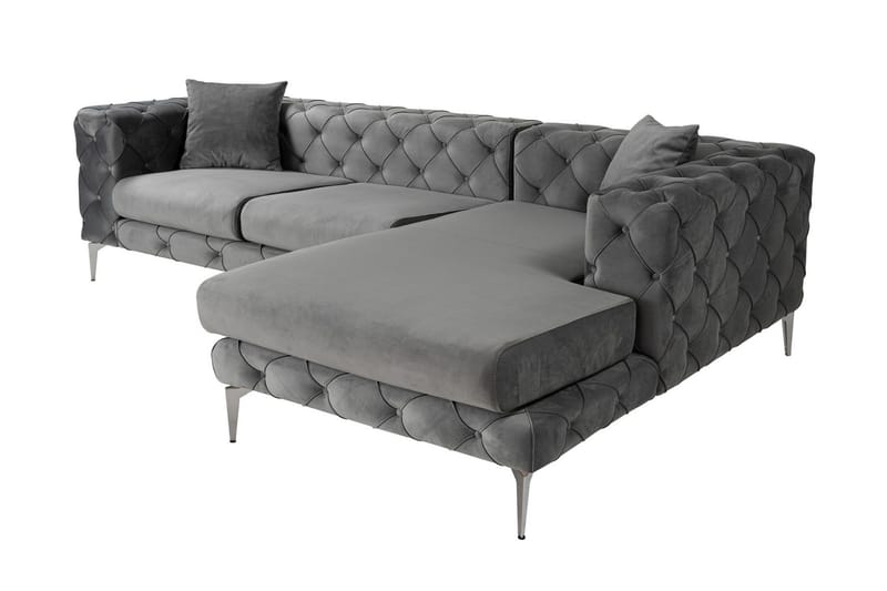 Beachport 3-seters Sofa med Høyre Sjeselong - Antrasitt - Møbler - Sofaer - Fløyelssofaer