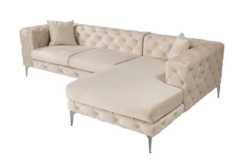 Beachport 3-seters Sofa med Høyre Sjeselong - Beige - Møbler - Sofaer - Sofaer med sjeselong - 3 seters sofa med divan