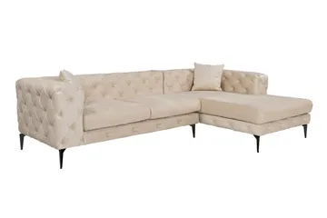 Beachport 3-seters Sofa med Høyre Sjeselong - Beige - Møbler - Sofaer - Sofaer med sjeselong - 3 seters sofa med divan