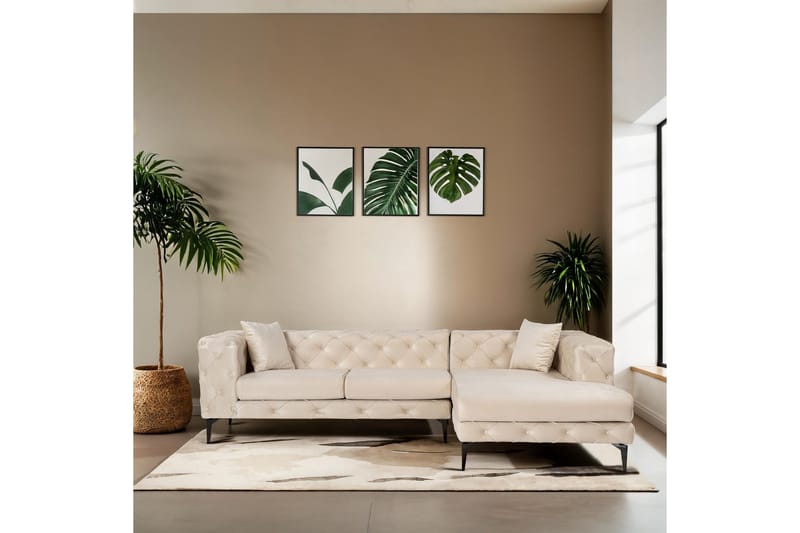 Beachport 3-seters Sofa med Høyre Sjeselong - Beige - Møbler - Sofaer - Sofaer med sjeselong - 3 seters sofa med divan