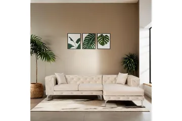 Beachport 3-seters Sofa med Høyre Sjeselong - Beige - Møbler - Sofaer - Sofaer med sjeselong - 3 seters sofa med divan