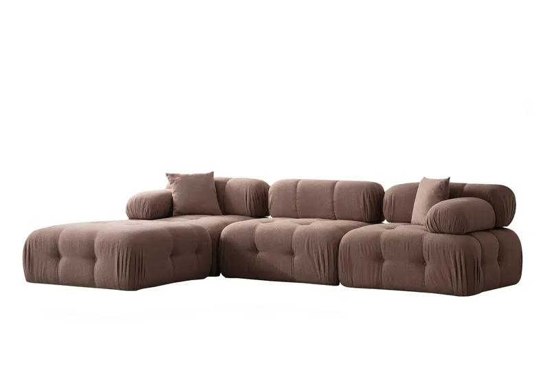 Belgin Boblende Divansofa 3-seter 315 cm, Brun