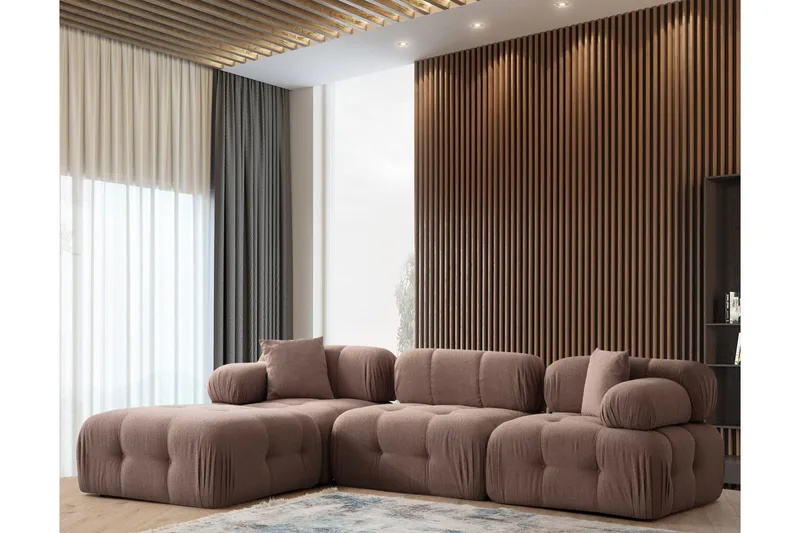 Belgin Boblende Divansofa 3-seter 315 cm - Brun - Møbler - Sofaer - Modulsofaer - Komplett modulsofa