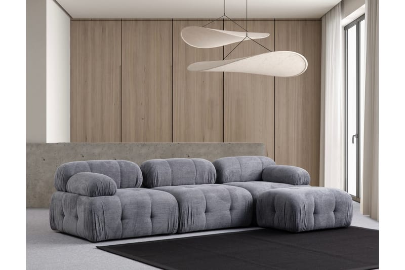 Belgin Sofa med Sjeselong 3-seter - Grå - Møbler - Sofaer - Sofaer med sjeselong - 3 seters sofa med divan