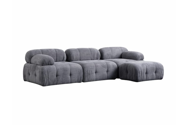 Belgin Sofa med Sjeselong 3-seter - Grå - Møbler - Sofaer - Sofaer med sjeselong - 3 seters sofa med divan