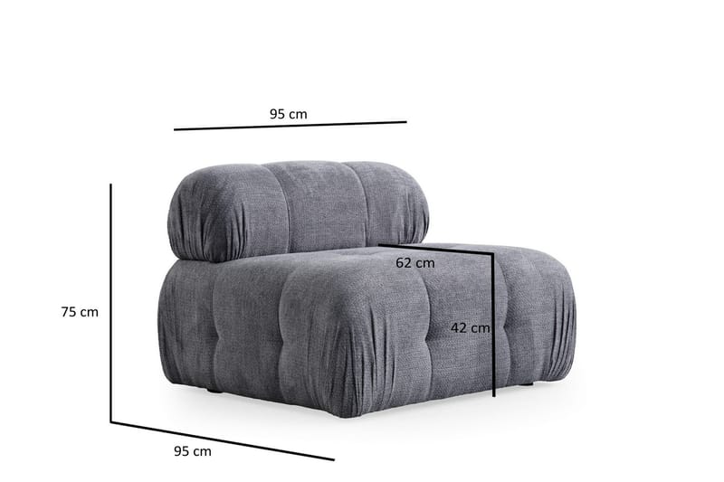 Belgin Sofa med Sjeselong 3-seter - Grå - Møbler - Sofaer - Sofaer med sjeselong - 3 seters sofa med divan