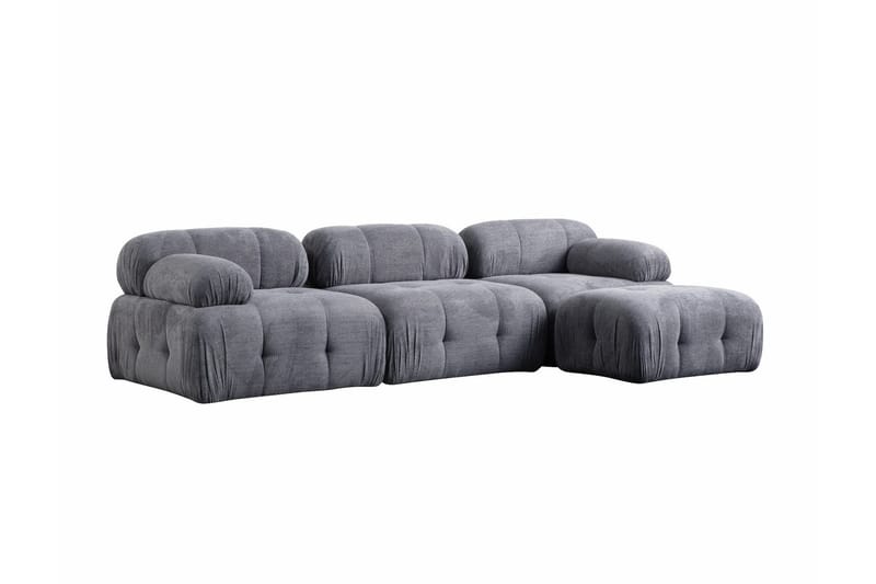 Belgin Sofa med Sjeselong 3-seter - Grå - Møbler - Sofaer - Modulsofaer - Komplett modulsofa