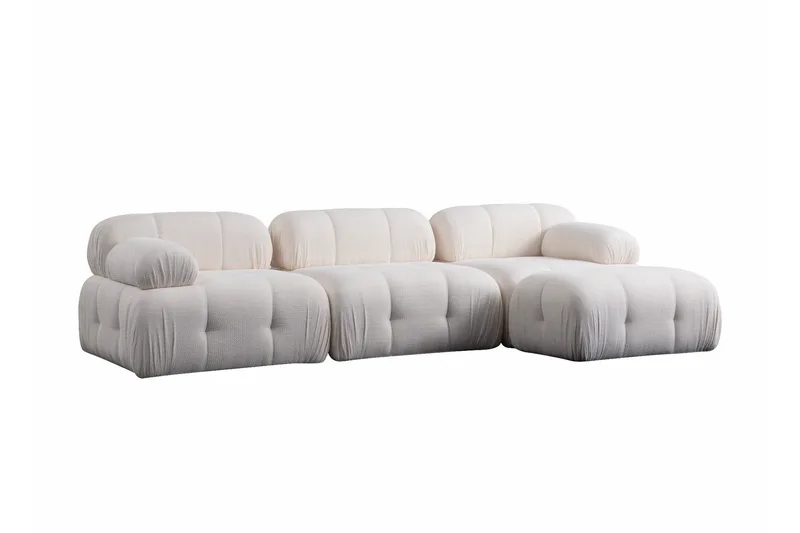 Belgin Sofa med Sjeselong 3-seter - Hvit - Møbler - Sofaer - Modulsofaer - Komplett modulsofa