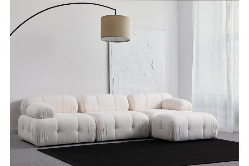 Belgin Sofa med Sjeselong 3-seter - Hvit - Møbler - Sofaer - Sofaer med sjeselong - 3 seters sofa med divan