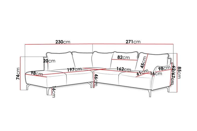 Bella 3-seters hjørnesofa - Beige - Møbler - Sofaer - Sofaer med sjeselong - 3 seters sofa med divan