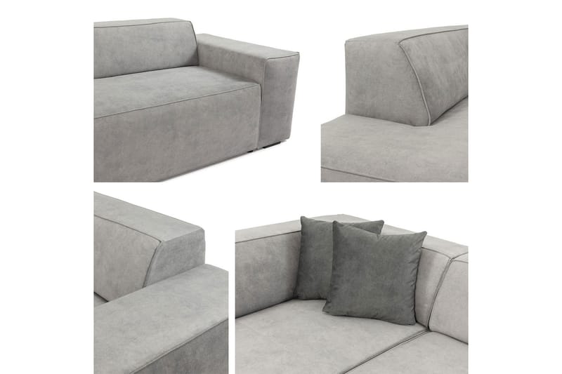 Bezvez 6-seters Sofa Høyre - Lysegrå - 4 seters sofa med divan - Fløyelssofaer - Sofaer med sjeselong