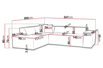 Bezvez 6-seters Sofa Venstre - Blå - Møbler - Sofaer - Sofaer med sjeselong - 4 seters sofa med divan