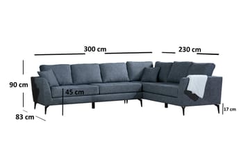 Bouchelle Hjørnesofa med Divan Høyre - Grå - Møbler - Sofaer - Sofaer med sjeselong