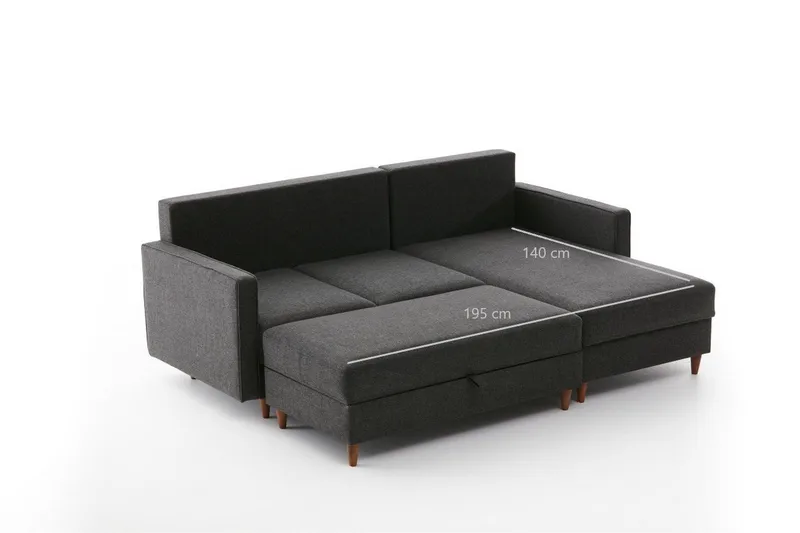 Braneles Sofa med Sjeselong 4-seter - Antrasitt - Møbler - Sofaer - Sofaer med sjeselong - 4 seters sofa med divan