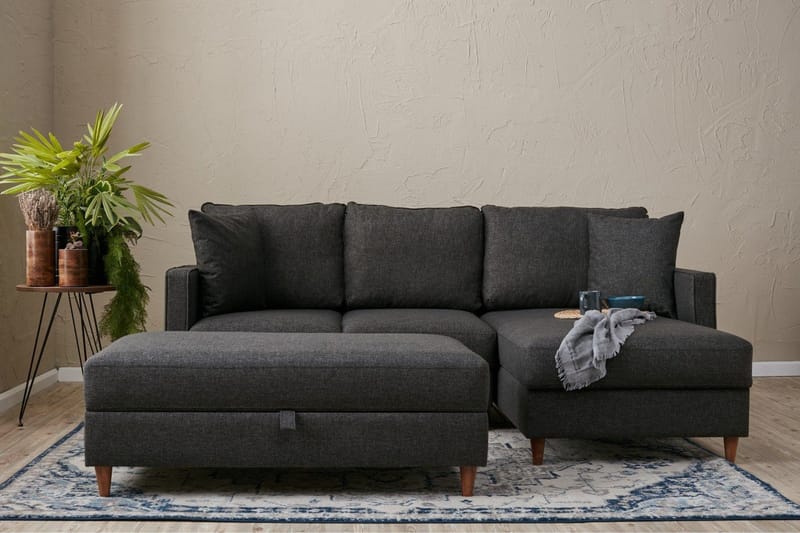 Braneles Sofa med Sjeselong 4-seter - Antrasitt - Møbler - Sofaer - Sofaer med sjeselong - 4 seters sofa med divan