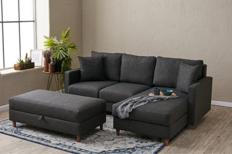 Braneles Sofa med Sjeselong 4-seter - Antrasitt - Møbler - Sofaer - Sofaer med sjeselong - 4 seters sofa med divan