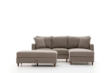 Braneles Sofa med Sjeselong 4-seter - Beige - Møbler - Sofaer - Sofaer med sjeselong - 4 seters sofa med divan