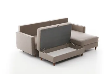 Braneles Sofa med Sjeselong 4-seter - Beige - Møbler - Sofaer - Sofaer med sjeselong - 4 seters sofa med divan