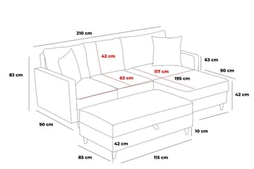 Braneles Sofa med Sjeselong 4-seter - Beige - Møbler - Sofaer - Sofaer med sjeselong - 4 seters sofa med divan